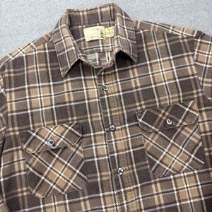 Vintage 70s Fieldmaster Flannel Work Shirt Mens Tall (Fits Like LT) Brown Plaid